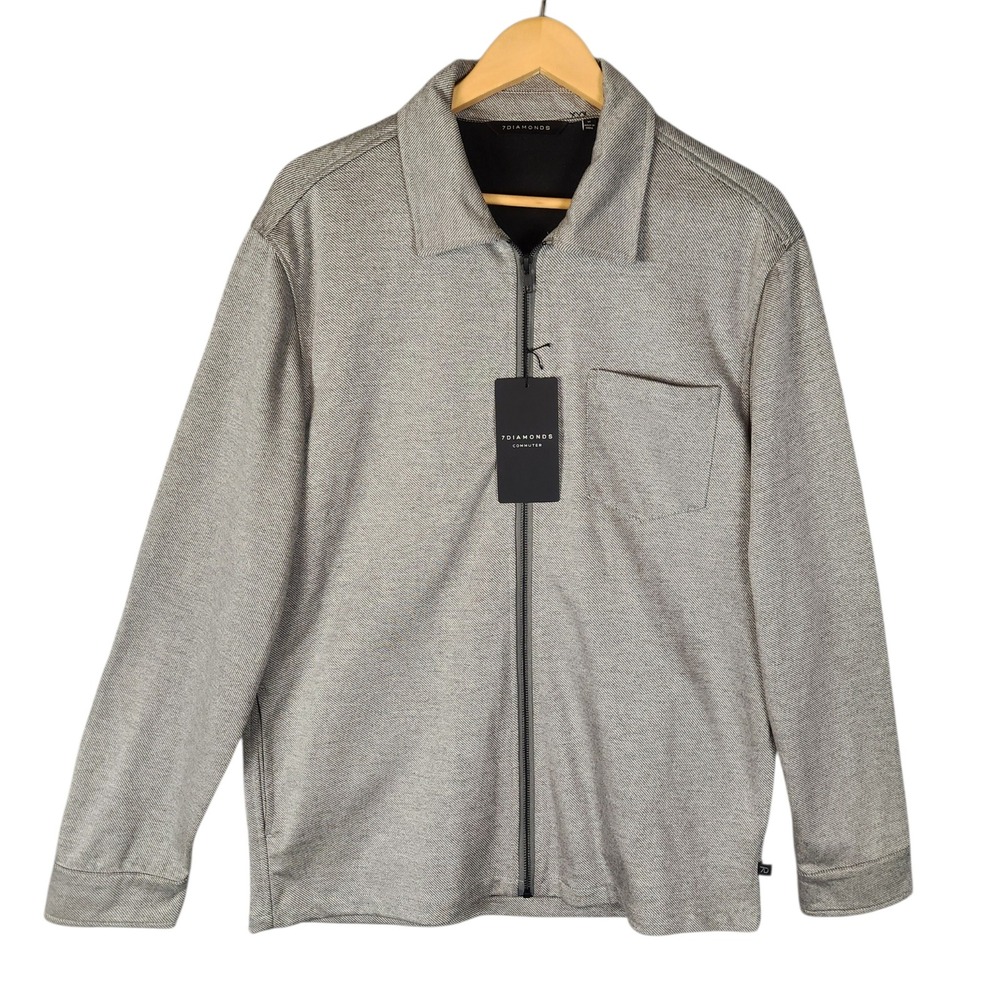 7 Diamonds Commuter Jacket Medium Grey Full Zip 4-Way Stretch NWT